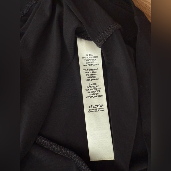 Chico’s Boho Flowy Sleeve Mixed Media Black Knee Length Dress Size XL - Picture 10 of 12